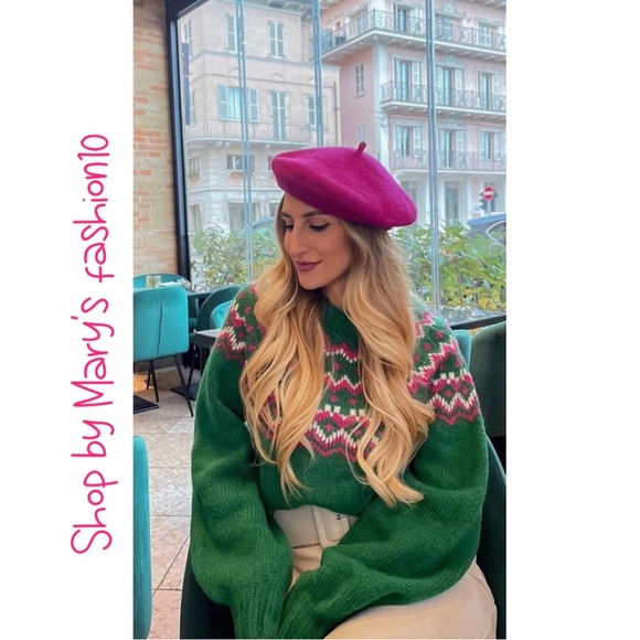NWT Zara Fuchsia Pink Wool Beret - Picture 13 of 16